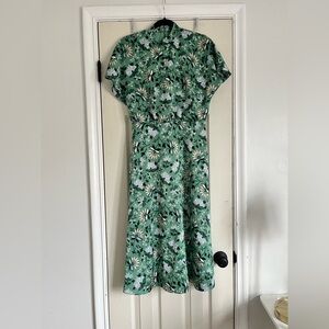 Ann Taylor Green Floral Maxi Dress with Cream & White Blooms